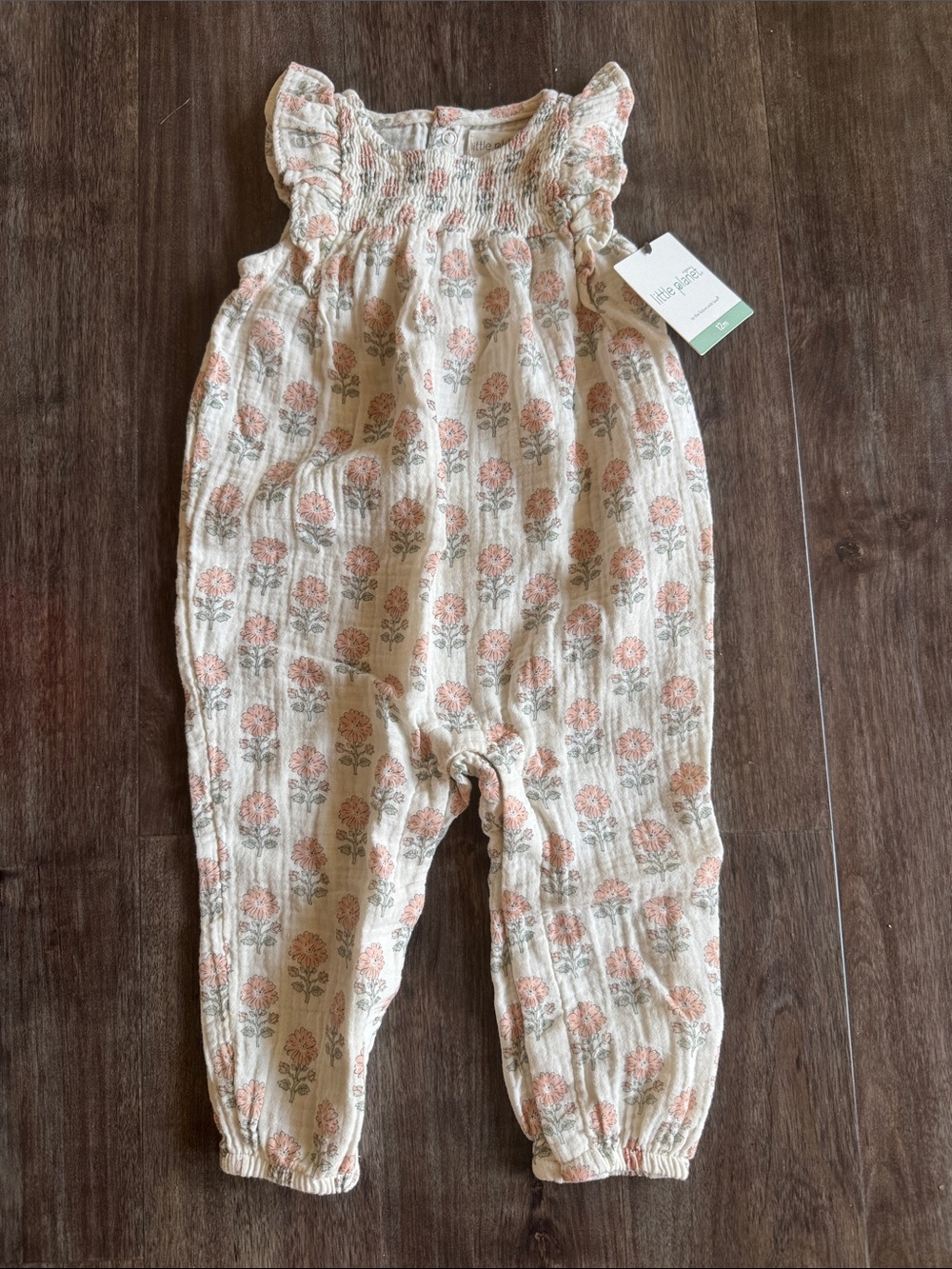 Toddler Floral Cream Smocked Romper